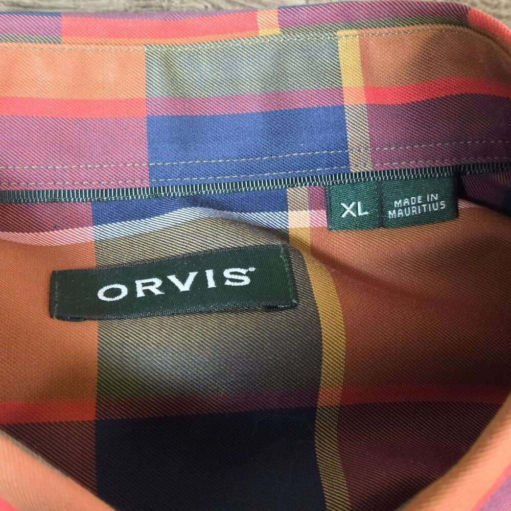 Orvis Mens Wrinkle-Free Madras Plaid Button-Down Shirt XL Vibrant Multicolor - Picture 5 of 12